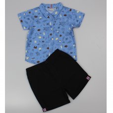 C32014:  Baby Boys All Over Print Shirt & Chino Short Outfit (1-2 Years)